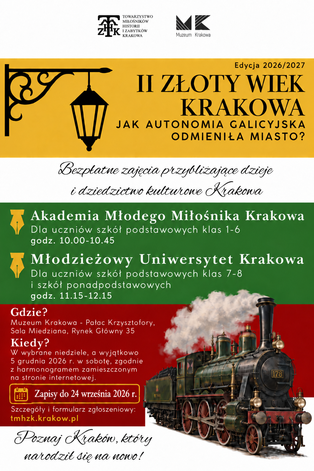 Plakat kurs&oacute;w dla młodzieży TMHiZK 2026/2027